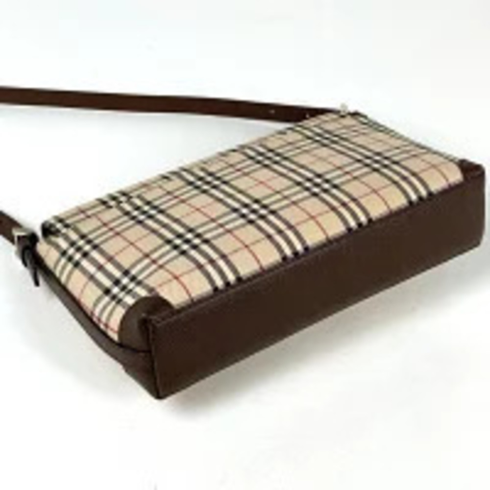 Burberry Canvas Check Bag Beige Shoulder Handbag Nova Tan